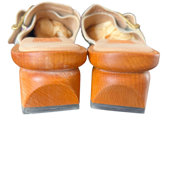 Jim Barnier Women's Wooden Heel Clog Silver Size 11 Platform Sandals Leather New - Picture 8 of 11